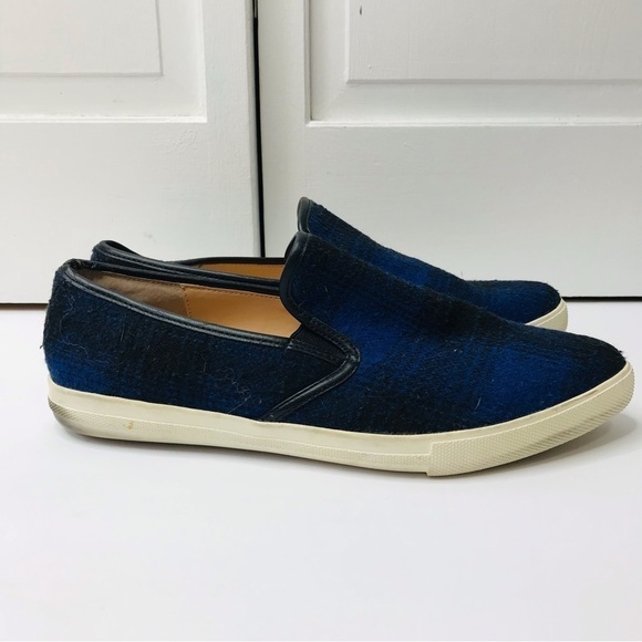 2/$25 SOLE SOCIETY Noe Blue Plaid Fabric Almond Point Toe Slip On Shoes Size 9.5 - Picture 6 of 10